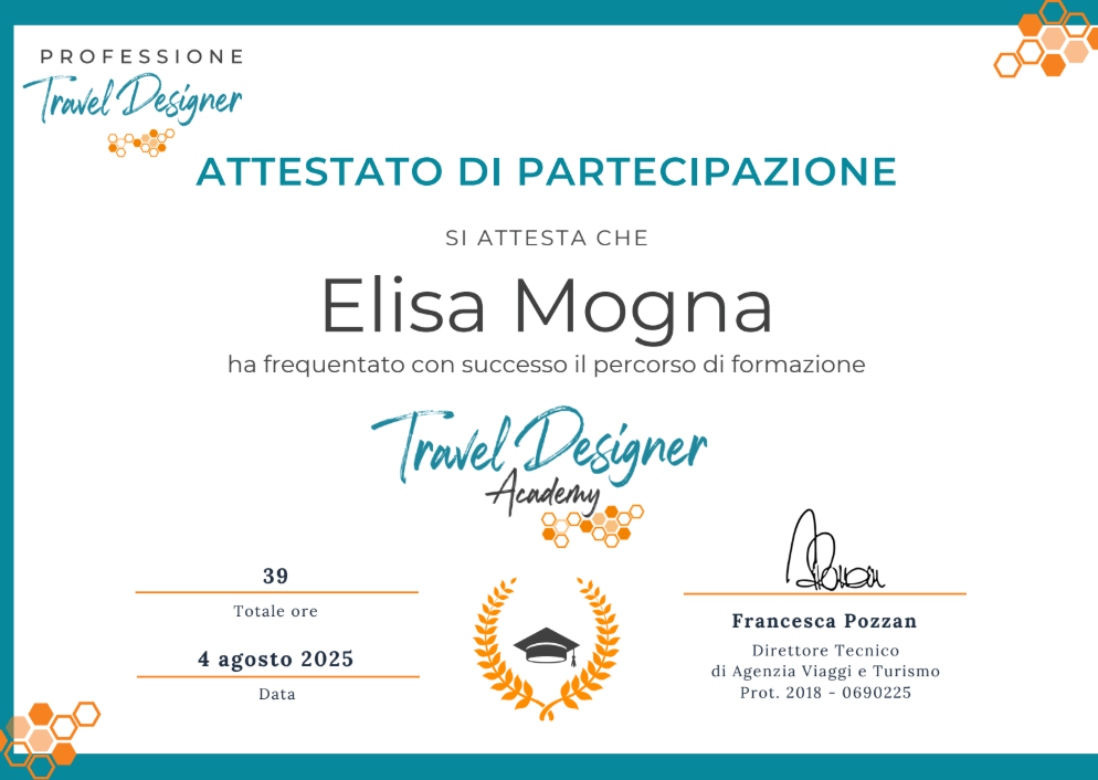 Attestato Travel Designer